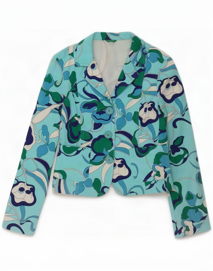 Benetton Veste blazer à 3 boutons pour femme IT 42 Bleu moyen Coton