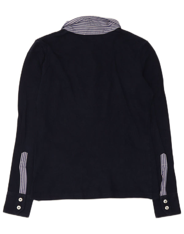 Fred Perry Polo de rugby pour femme UK 12 Bleu marine moyen rayé