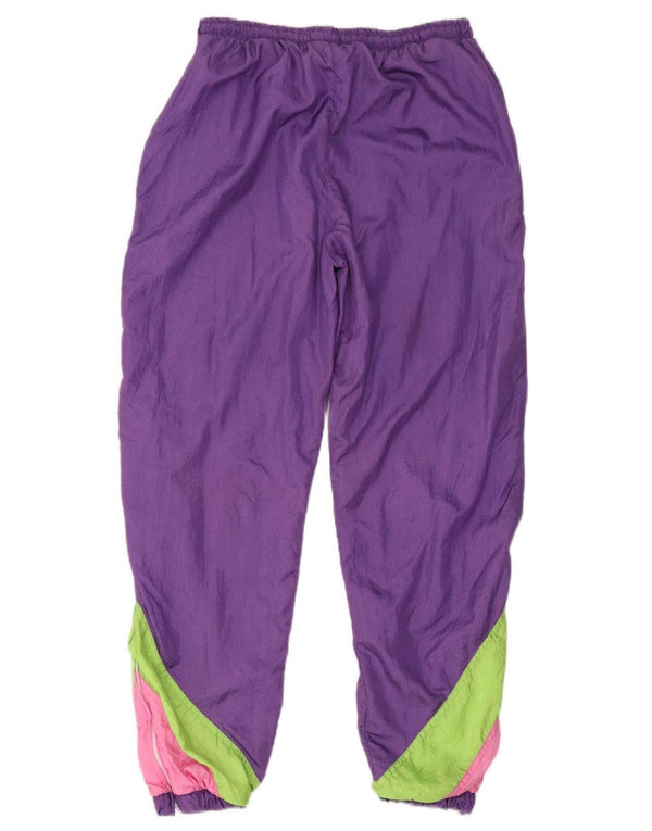 Pantalon de survêtement femme vintage Joggers UK 12 Medium Purple Colourblock