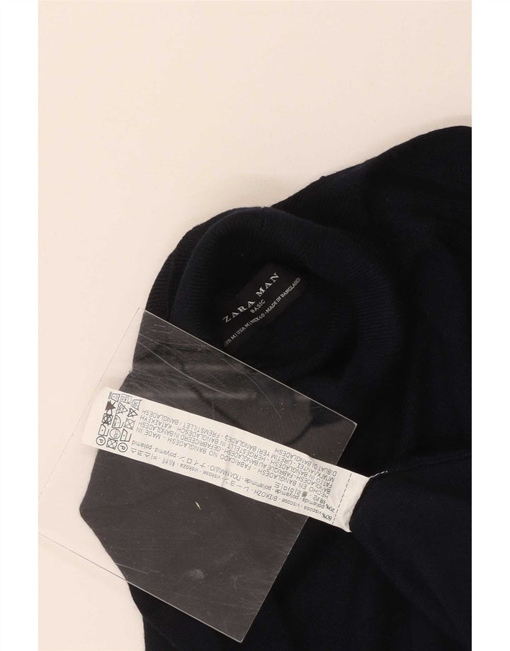 Pull Col Roulé Zara Homme Bleu Marine Moyen Viscose