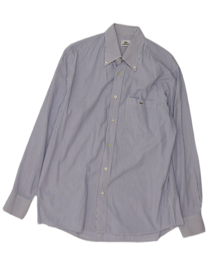 LACOSTE Chemise homme Taille 42 Grand coton à fines rayures bleues