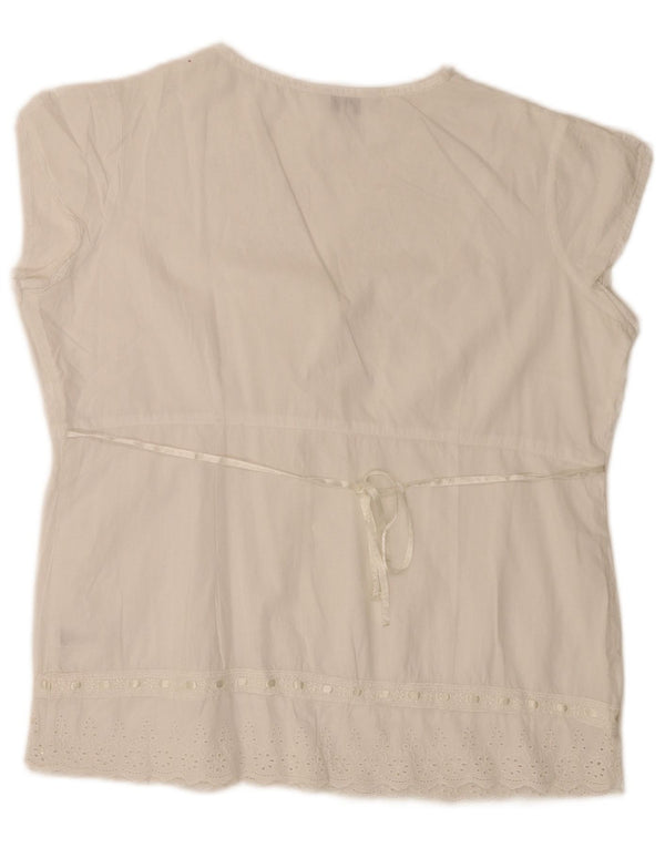 Max & Co. Womens Petite Blouse Top UK 12 Moyen Blanc Floral Coton