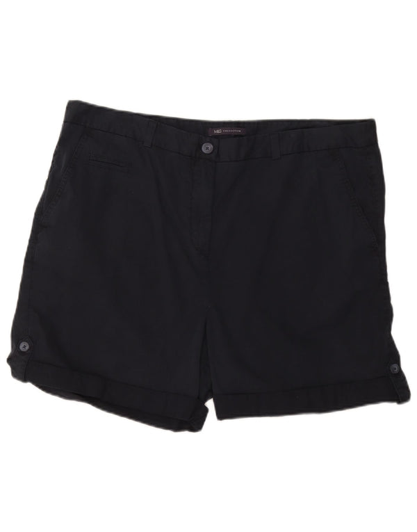 Marks & Spencer Short Chino Femme UK 18 XL W38 Bleu Marine Coton