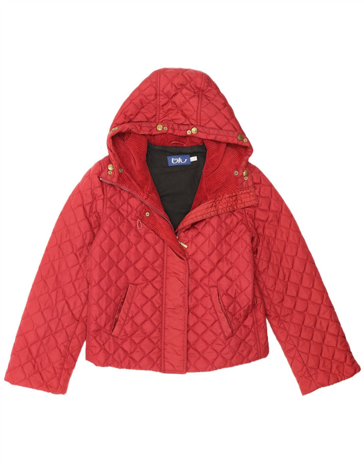 Byblos Veste matelassée à capuche pour femme UK 12 Polyester bordeaux moyen