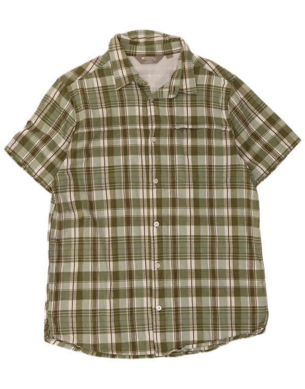 Mountain Warehouse Chemise à manches courtes pour homme en coton à carreaux verts