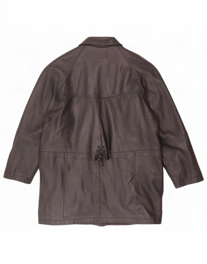 C&A Manteau en cuir pour femme UK 16 Large Noir