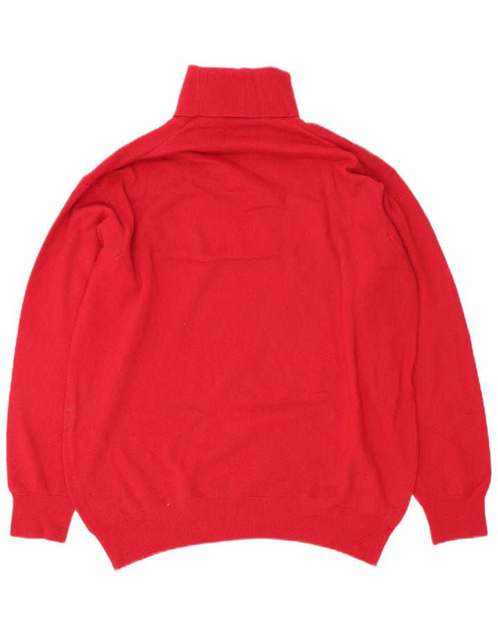Sisley Pull Col Roulé Large Rouge Laine Vierge Homme