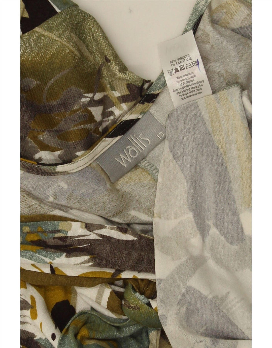 Wallis Robe trapèze à motif abstrait pour femme UK 16 Grande Viscose Verte