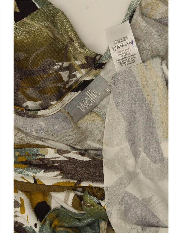 Wallis Robe trapèze à motif abstrait pour femme UK 16 Grande Viscose Verte