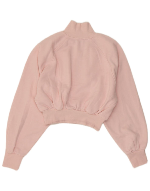 Zara Womens Crop Zip Neck Sweatshirt Jumper UK 10 Petit Coton Rose
