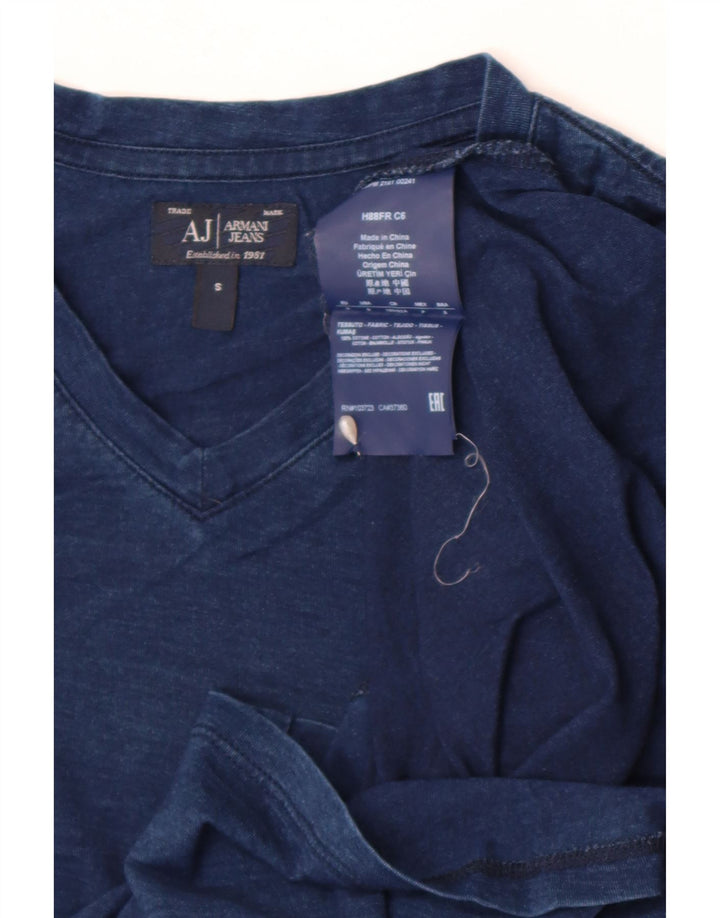Armani Mens Graphic T-Shirt Top Petit Bleu Moucheté Coton