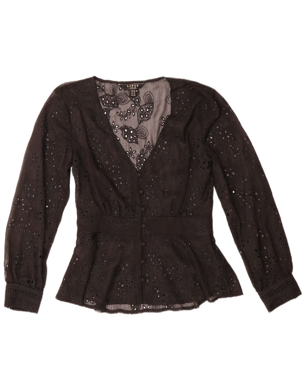 Lipsy Femme Chemisier UK 10 Small Noir Floral Polyester