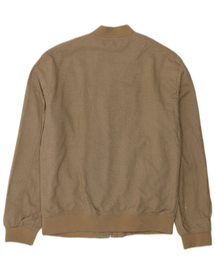 Zara Bomber Jacket Homme UK 36 Petit Beige Carreaux Polyester