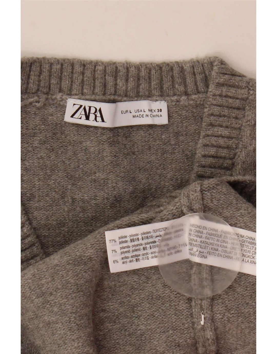 Zara Womens Crop Vest Débardeur UK 14 Large Gris Polyester