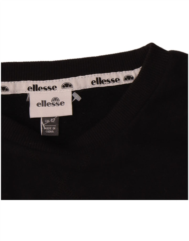 Ellesse Sweat-shirt graphique pour femme UK 12 en coton noir moyen