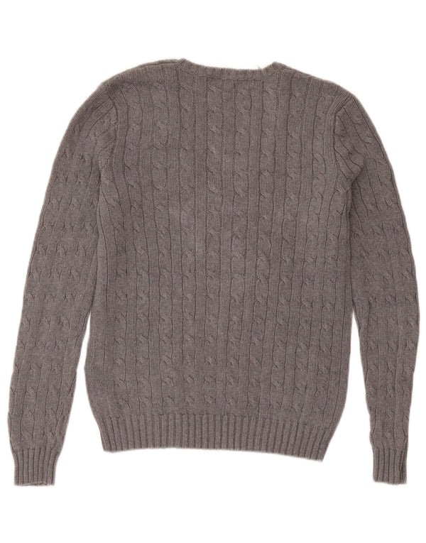 Ralph Lauren Pull col en V pour femme UK 10 Petit coton gris