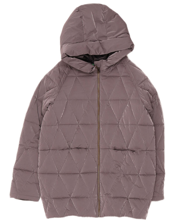Benetton Manteau matelassé à capuche pour fille 15-16 ans 2XL Gris Polyester