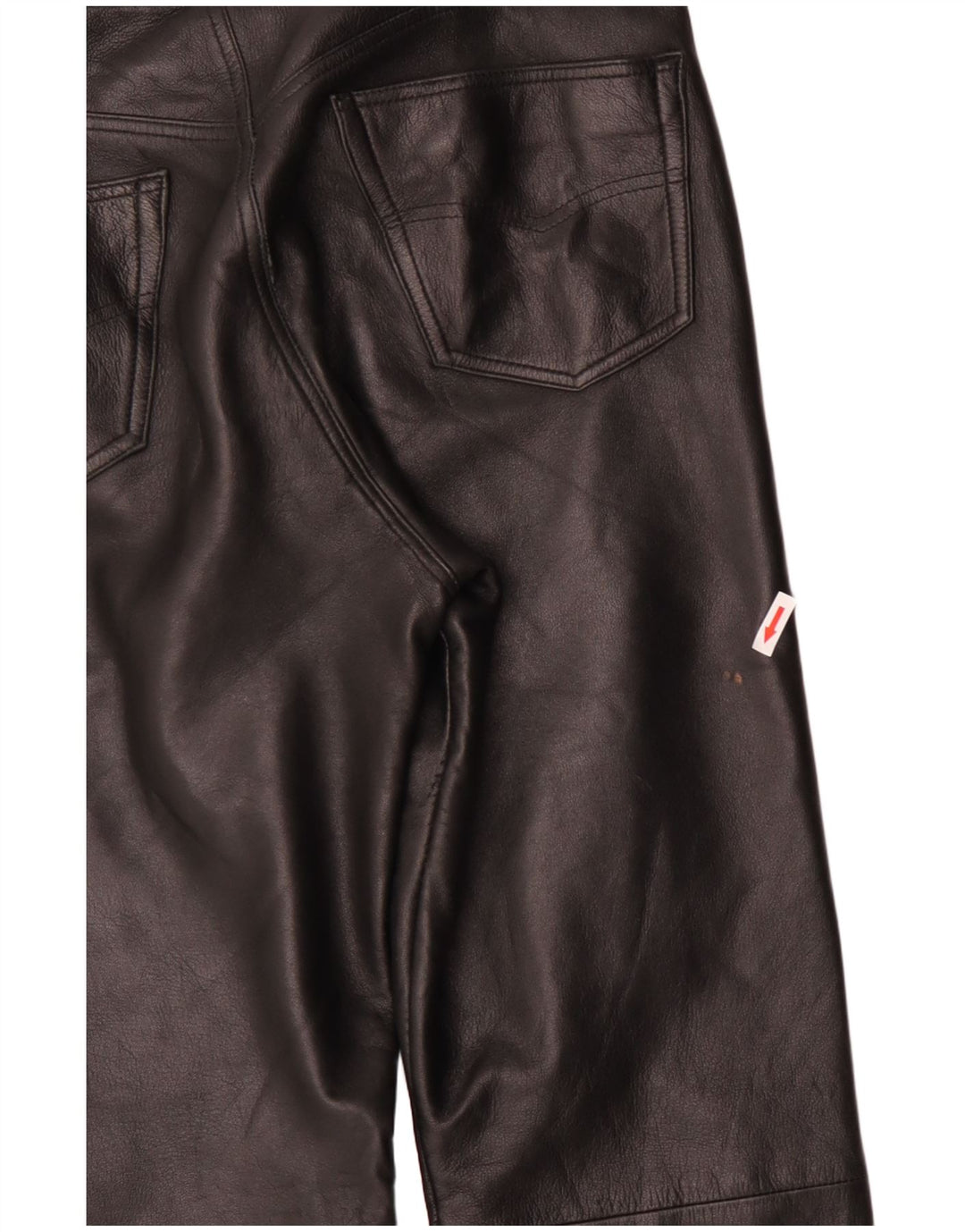 VINTAGE Pantalon court droit en cuir pour homme IT 48 Medium W34 L25 Noir