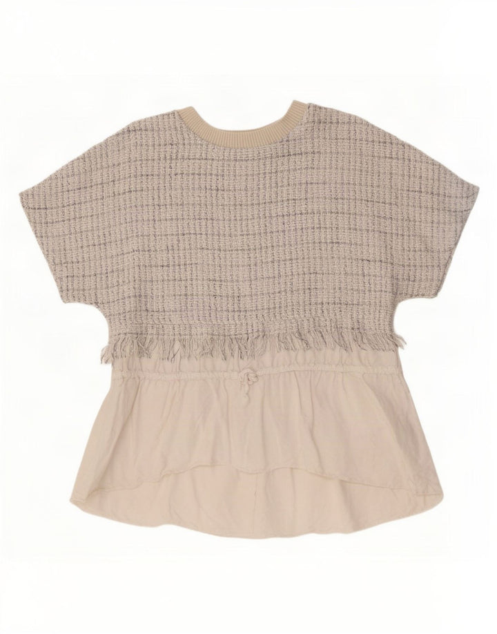 Zara Chemisier Femme Top UK 14 Medium Off White Check