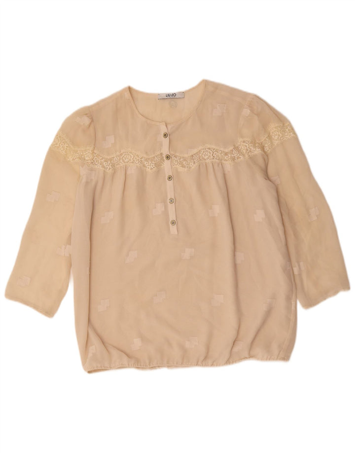 LIU JO Chemisier à manches 3/4 pour femme UK 16 Large Beige Géométrique