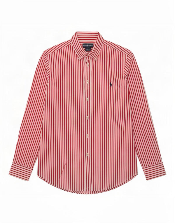 Chemise Ralph Lauren garçon 15-16 ans coton à fines rayures rouge