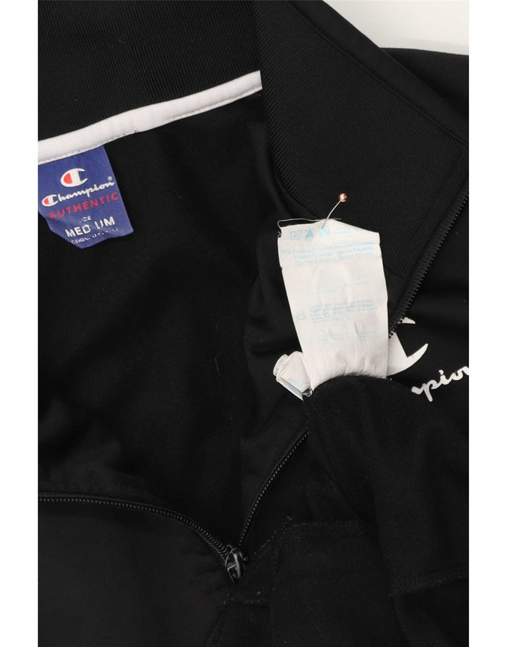 Champion Veste de survêtement graphique pour homme en polyester rayé noir moyen