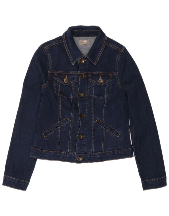 OASIS Veste en jean courte pour femme UK 12 Bleu marine moyen en coton