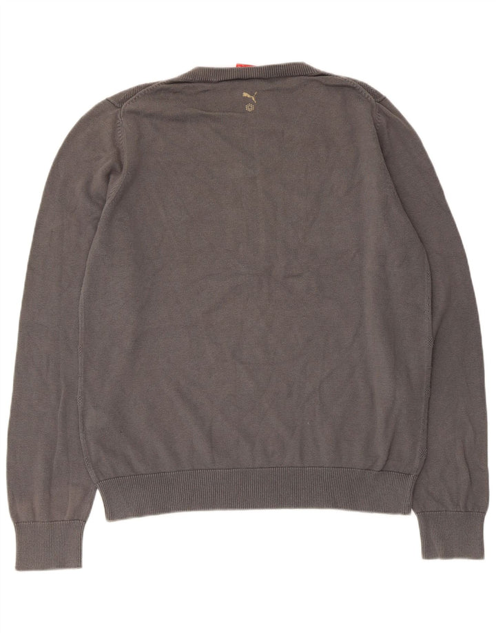 Puma Pull col V pour homme en coton géométrique Gris Taille L