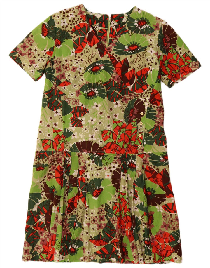 vintage Womens Basic Dress UK 16 Grand Vert Floral