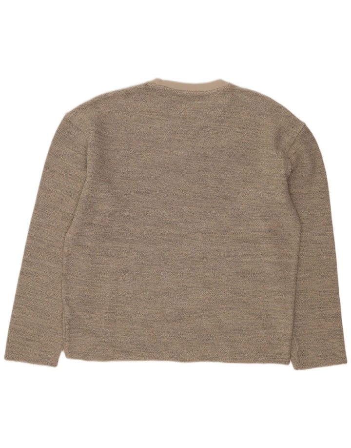 ZARA Femme Sweat-Shirt Oversize UK 14 Gris Moyen Acrylique Moucheté