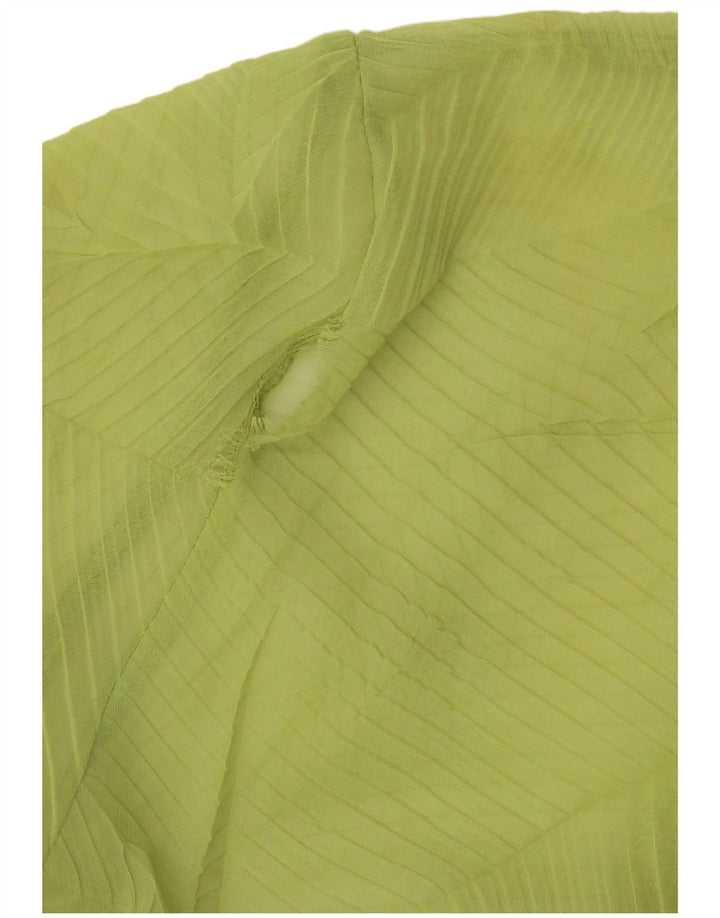 vintage Womens Crop Front Tie Voir à travers Top UK 14 Rayé Vert Moyen