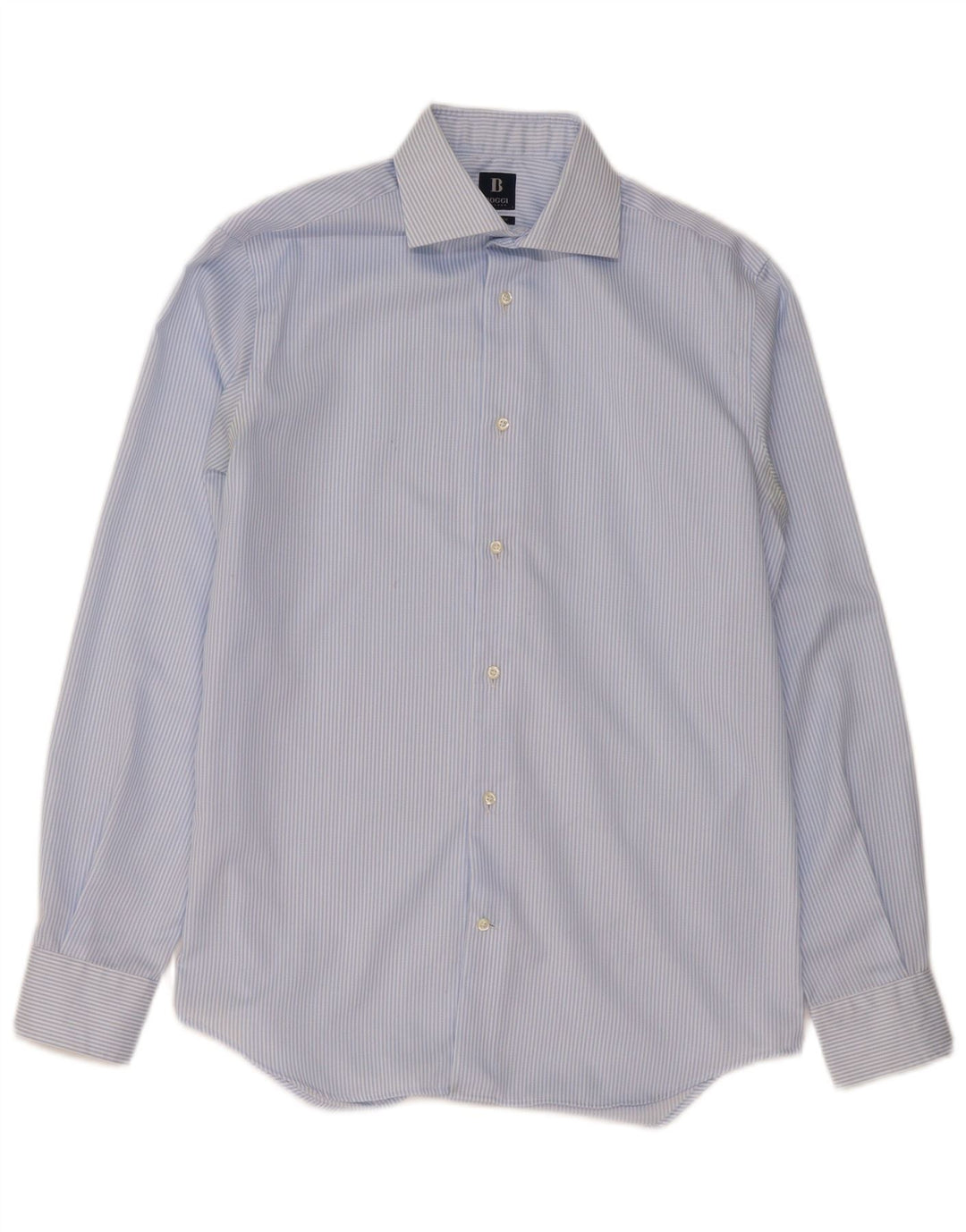 Boggi Chemise coupe régulière pour homme Taille 39 15 1/2 Coton rayé bleu moyen