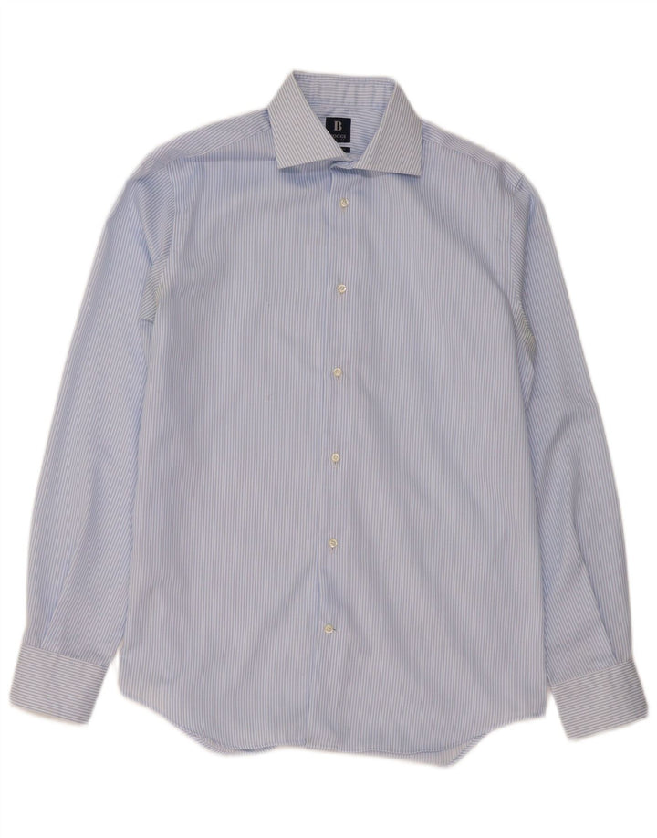 Boggi Chemise coupe régulière pour homme Taille 39 15 1/2 Coton rayé bleu moyen
