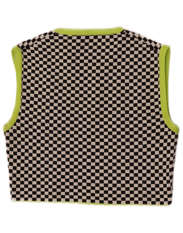 Zara Womens Crop Vest Top UK 12 Medium Noir Géométrique Polyester