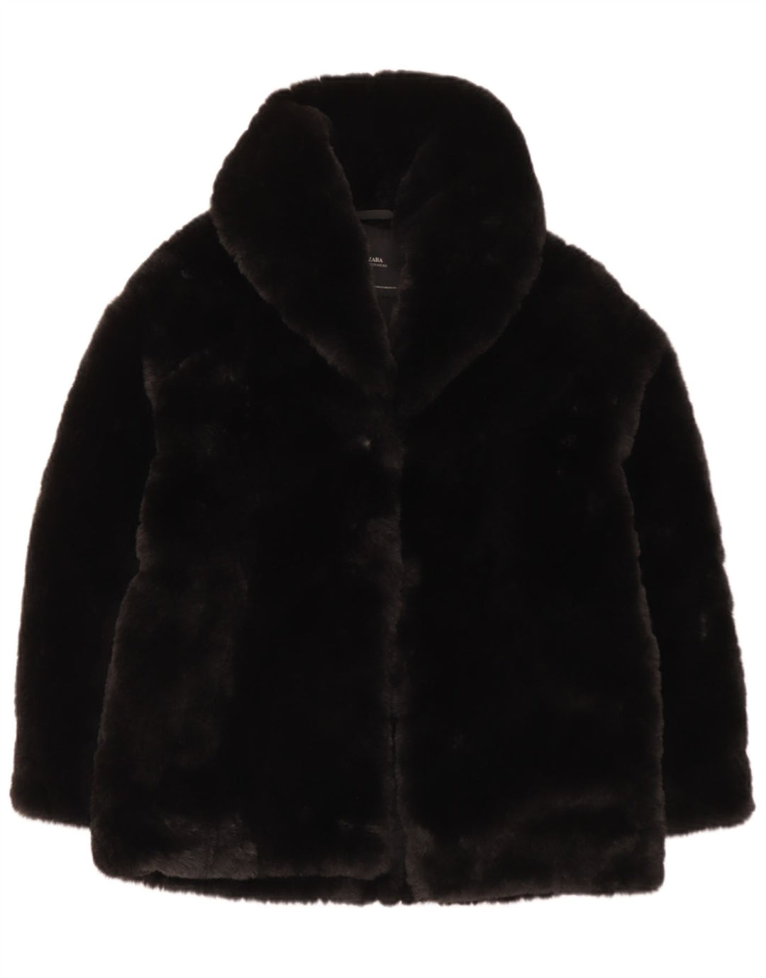 Zara Veste en fausse fourrure pour femme UK 6 XS Noir Polyester