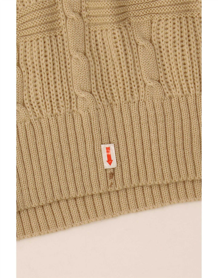 vintage Mens Crew Neck Jumper Pull IT 50 Acrylique Beige Moyen