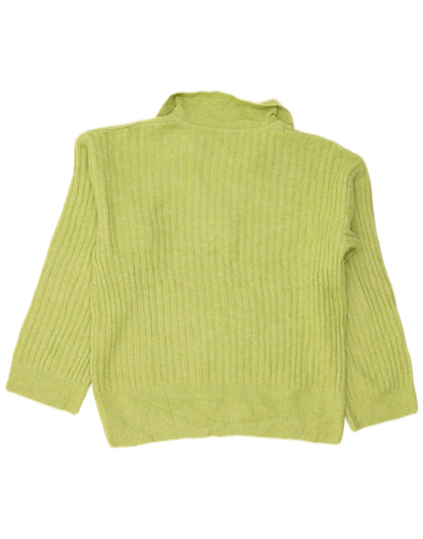 Zara Pull surdimensionné à col polo pour femme UK 10 Petit acrylique vert