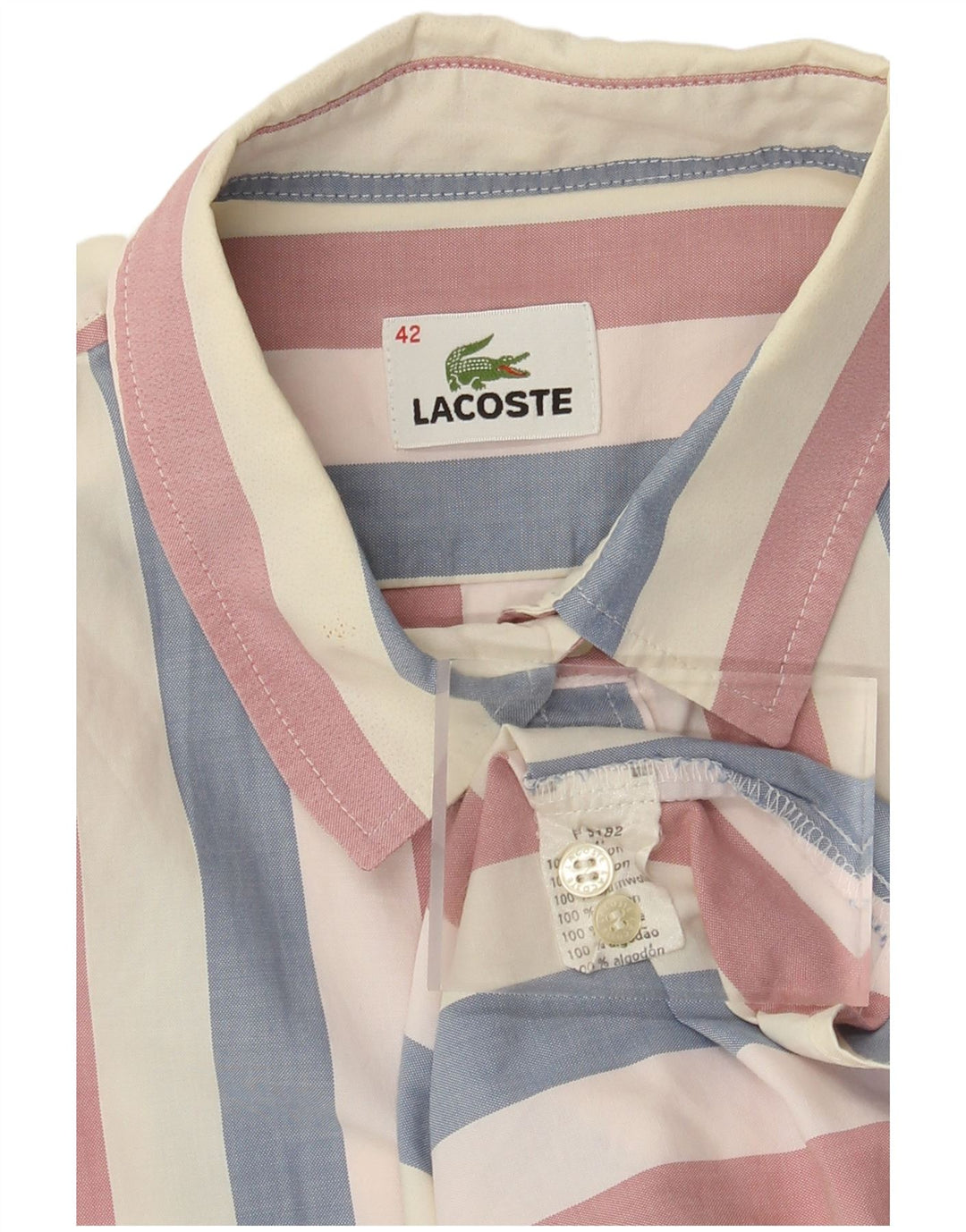 Lacoste Chemise Femme Taille 42 Grand Coton Rayé Multicolore