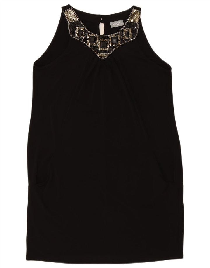 WALLIS Womens Sleeveless Shift Dress UK 18 XL Black Polyester