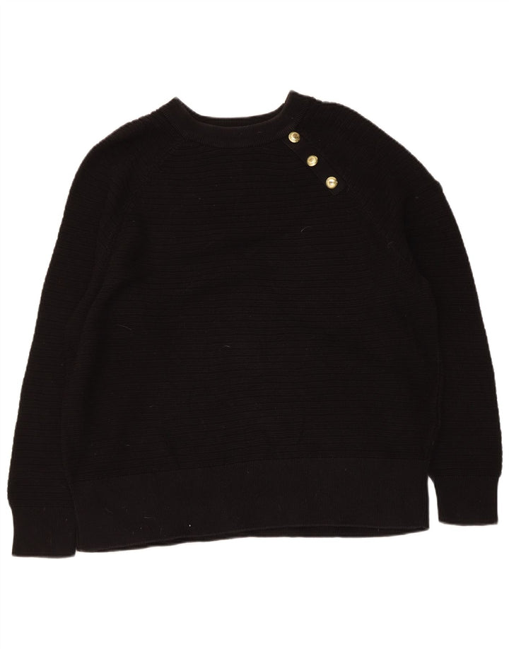 Barbour Pull coupe classique à col bateau pour femme UK 12 Noir moyen