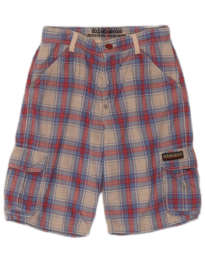 Napapijri Short Cargo Garçon 9-10 ans W24 Coton à Carreaux Multicolore