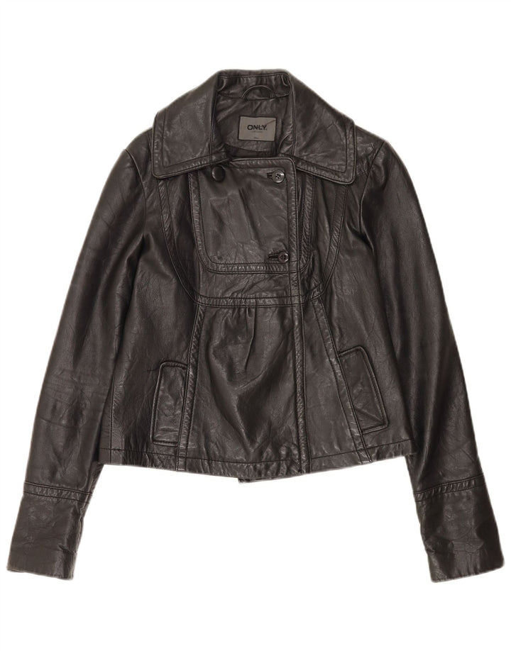 Only Veste en cuir pour femme UK 10 Petit cuir noir