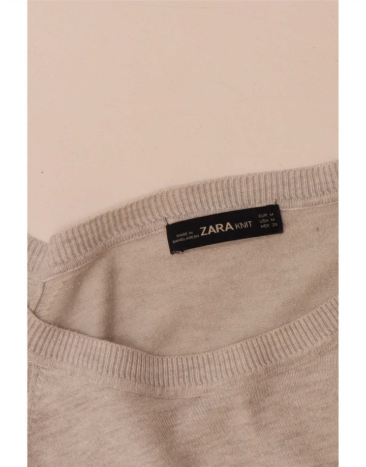 Zara Pull surdimensionné à col bateau pour femme UK 14 Gris moyen Viscose