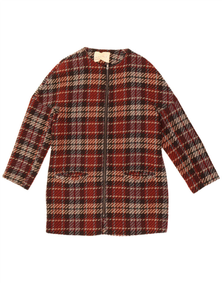 Esprit Pardessus Femme UK 12 Medium Burgundy Check