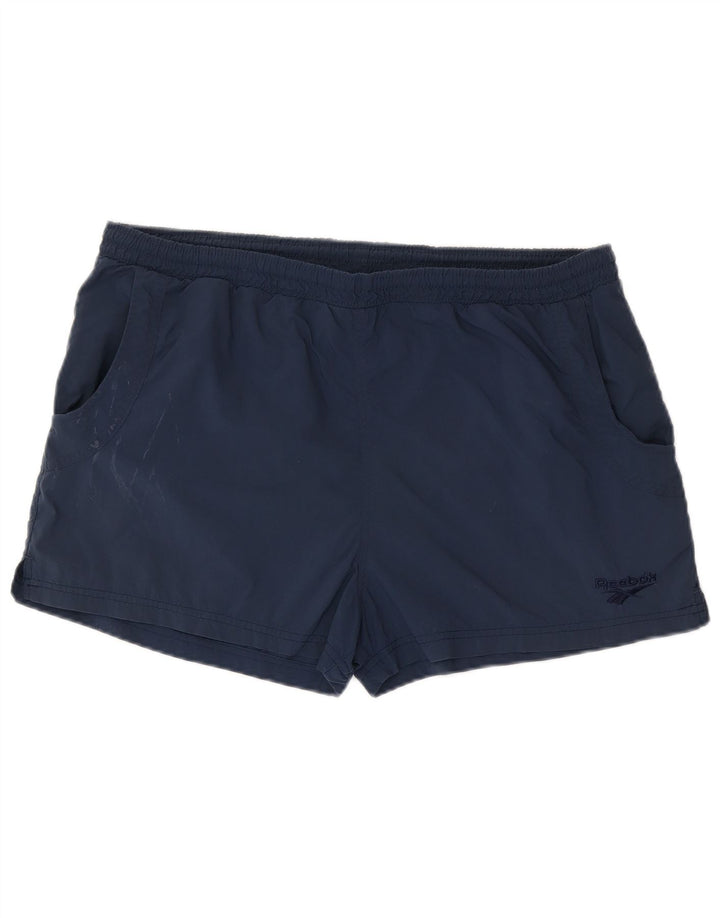 Reebok Short de Sport Homme Large Bleu Marine Nylon