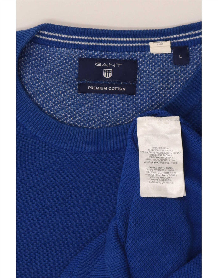 Gant Pull col rond homme grand bleu coton