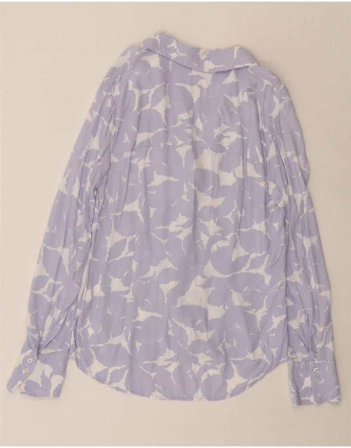 BENETTON Chemise Femme UK 14 Medium Violet Floral Viscose
