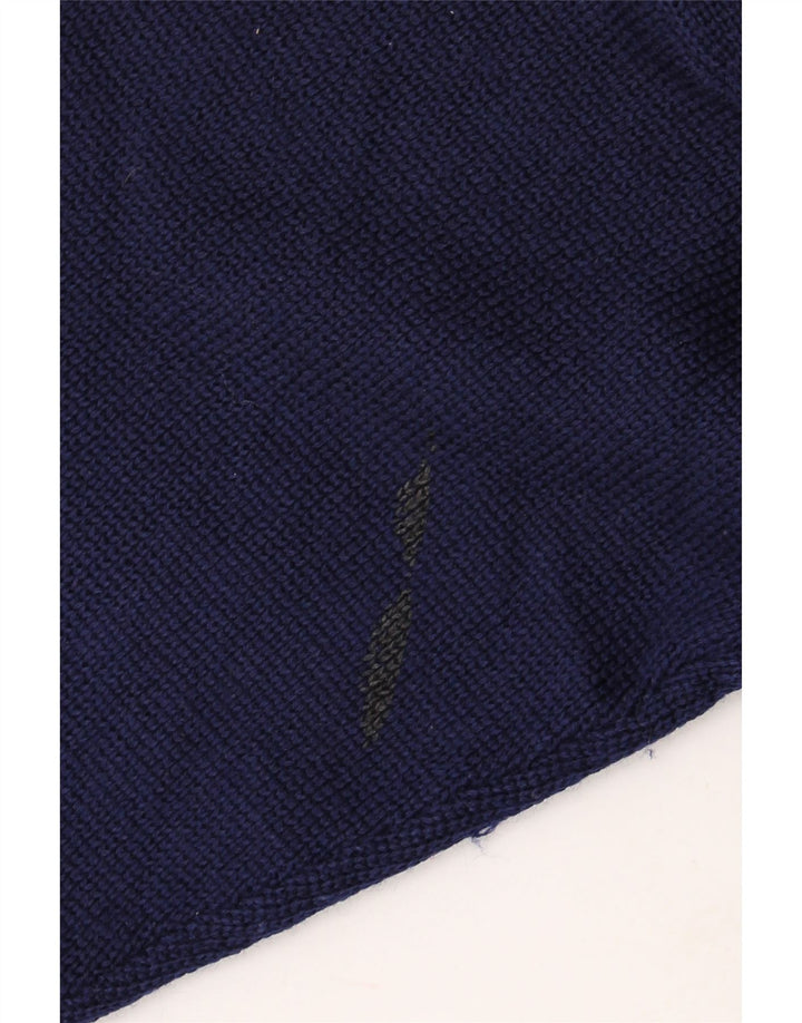 VINTAGE Pull col rond homme laine bleu marine moyen