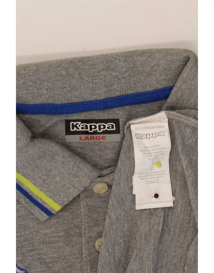 Kappa Polo Homme Large Gris Rayé Coton