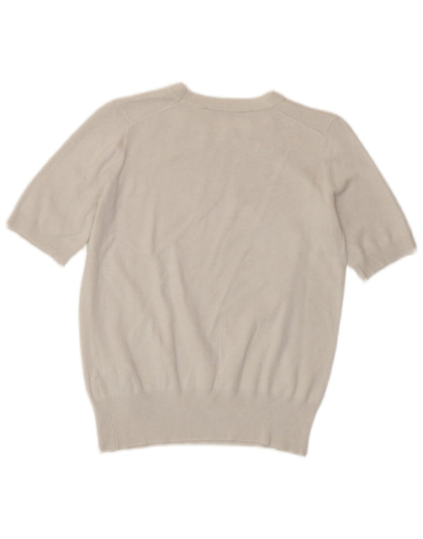 Zara Pull à manches courtes et col bateau pour femme UK 10 Small Blanc Viscose